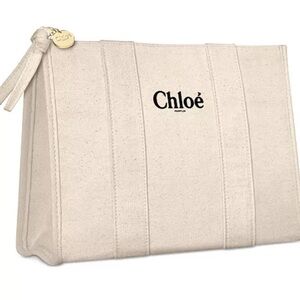 Never used Linen Chloé Cream Canvas Pouch
